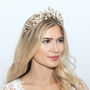 Darcie Gold Plated Crystal And Pearl Floral Tiara, thumbnail 6 of 7