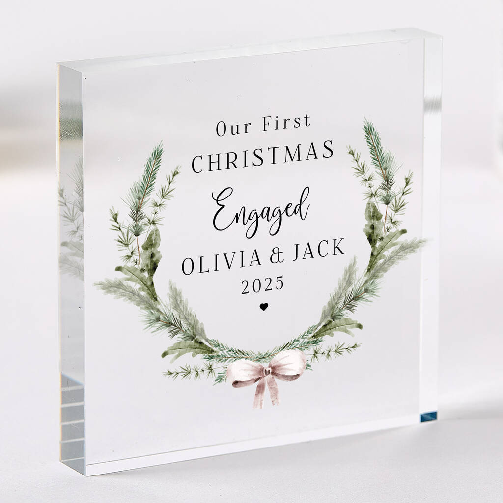 Personalised First Christmas Engaged Gift Acrylic Keepsake, 1 of 4