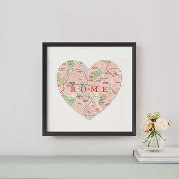 Custom Map Heart Wedding Wall Art Print, 37cm, 6 of 6