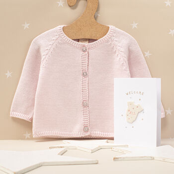 Baby Girl Pink Sparkle Cardigan And Blanket Gift Set, 2 of 9