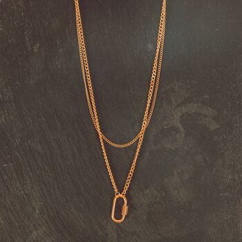 Layered Gold Carabiner Necklace With Double Chain, 7 of 7