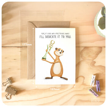 Award Funny Meerkat Mum Card Birthday Mother's Day Cute From Son Daughter, 4 of 5