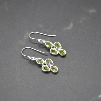 Peridot Sterling Silver Drop Earrings August Birthstone, 7 of 9