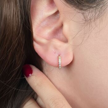 April Birthstone Diamond Small Huggie Hoop Earrings, 2 of 5