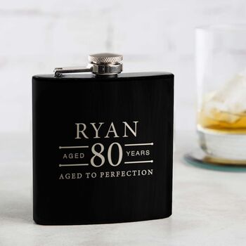 Personalised Age Hipflask Mens Milestone Birthday Gifts, 6 of 9