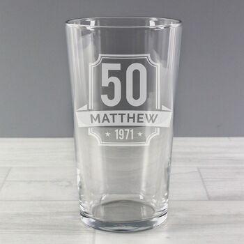 Personalised Big Age, Name And Date Birthday Pint Glass, 4 of 5