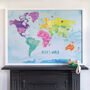 Personalised Childrens World Map Notice Board, thumbnail 1 of 8