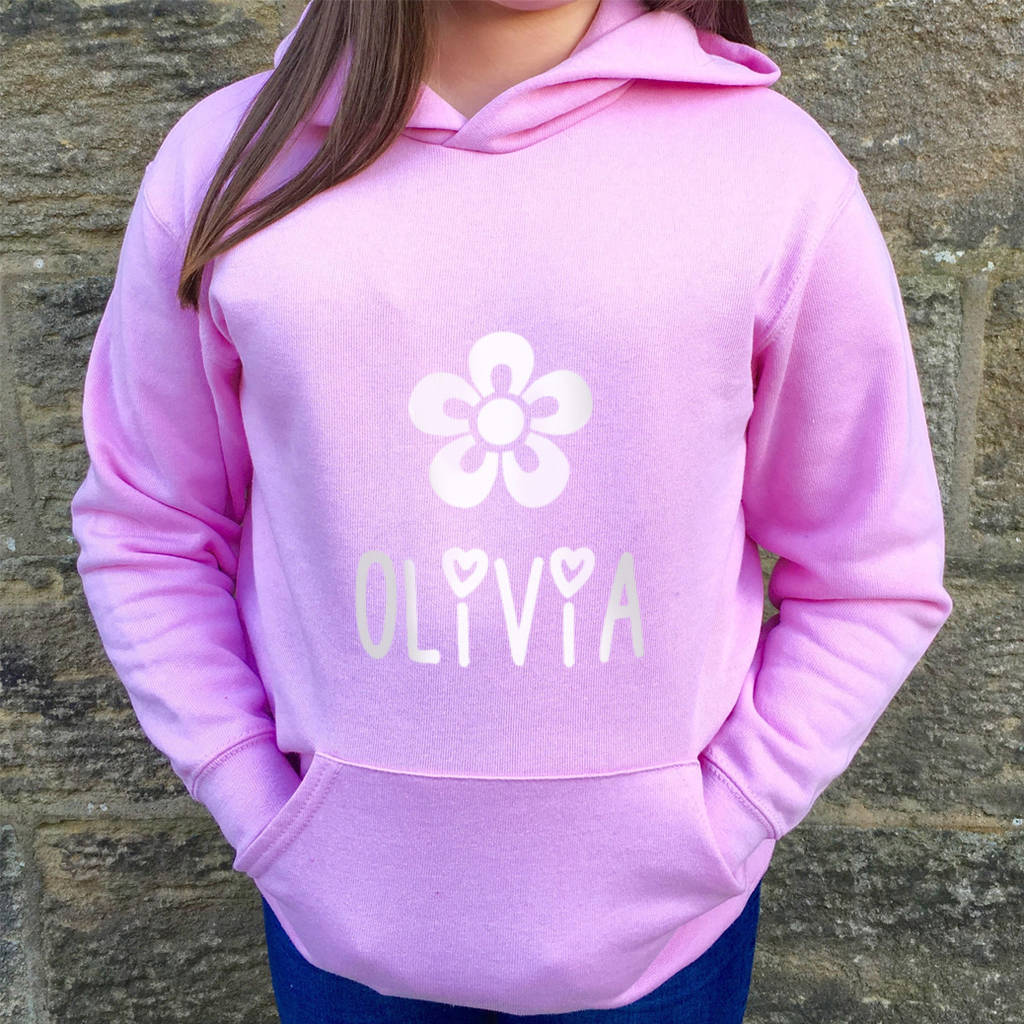 Childrens Personalised Flower Hoodie By Pink Pineapple Home And Ts