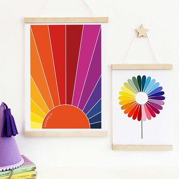 Flower Rainbow Children's Print Personalised Option, 4 of 5