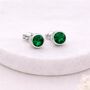 Sterling Silver May Emerald Birthstone Stud Earrings – 7mm, thumbnail 1 of 6