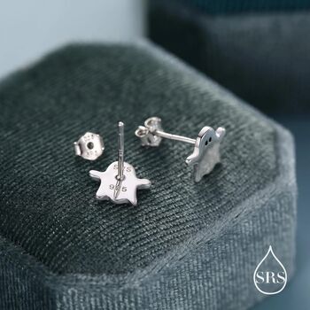 Mismatched Ghost Stud Earrings In Sterling Silver, 3 of 12