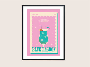 Retro Cocktail Blue Lagoon Print, 5 of 5