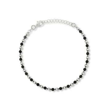 Black And Silver Moon Cut Bead Chain Bracelet For Men, 2 of 10