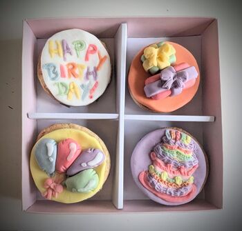 Colourful Happy Birthday Hand Iced Biscuits And Birthday Card Letterbox Gift, 2 of 12