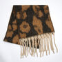 Neutral Leopard Print Heavyweight Scarf, thumbnail 4 of 6