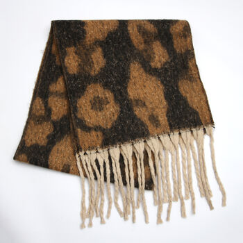 Neutral Leopard Print Heavyweight Scarf, 4 of 6