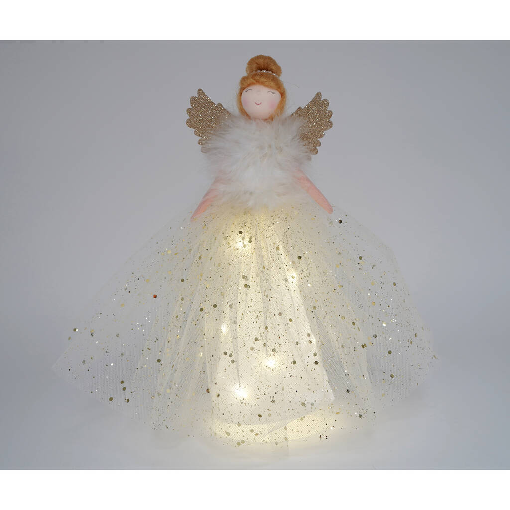 Large Light Up Gold Angel Christmas Tree Topper, 1 of 5