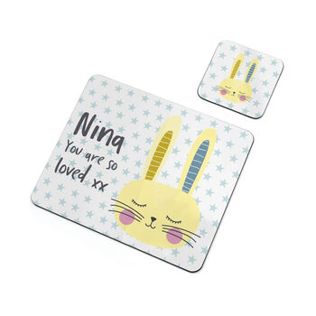 Personalised Kid's Bunny Rabbit Placemat Set, 8 of 11