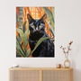 Botanical Black Cat Lovers Portrait Wall Art Print, thumbnail 1 of 6