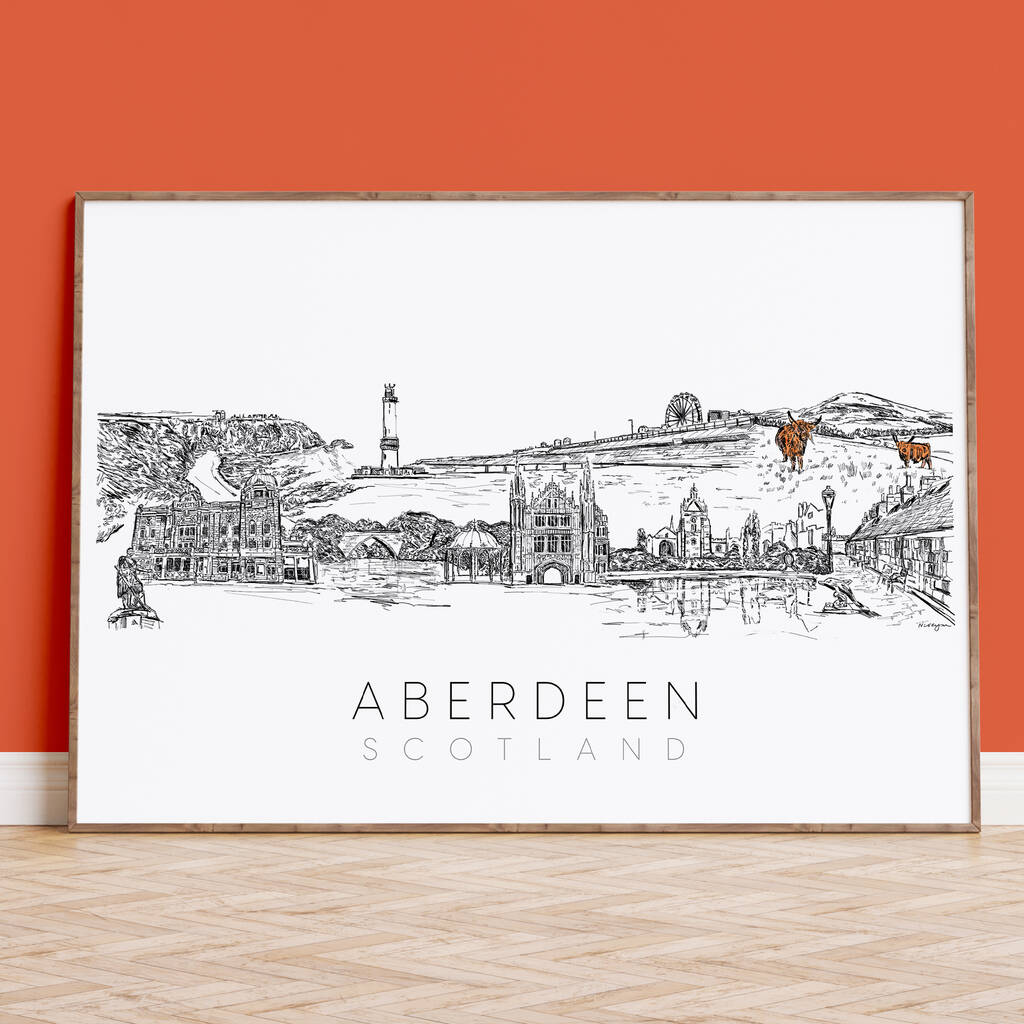 Aberdeen City Skyline Black And White Art Print, 1 of 6