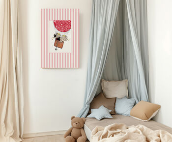 Babar Pink Stripy Ballon Art Print, 3 of 3