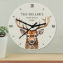 Personalised Watercolour Winter Stag Wooden Clock, thumbnail 3 of 3