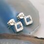 Battered Square Sterling Silver Stud Earrings, thumbnail 1 of 5