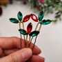 Christmas Red And Green Crystal Hair Pin Set Of Three, thumbnail 4 of 12