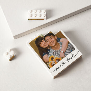 Personalised Photo And Names Couples Lego® Building Block Keepsake, 2 of 3