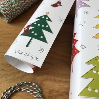 Robin And Christmas Tree Christmas Wrapping Paper, 6 of 11