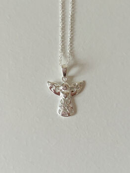 Sterling Silver Filigree Angel Pendant Necklace, 4 of 9