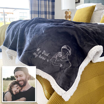 Personalised Embroidered Photo Mochal Sherpa Blanket, 5 of 11