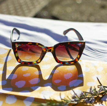 Chunky Bevelled Square Sunglasses In Matte Tortoise Shell, 3 of 4