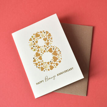 Love Hearts Bronze 8th Anniversary Card, 8 of 8