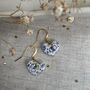 Blue Floral Ceramic Heart Earrings Dainty Handmade Earrings, thumbnail 7 of 7