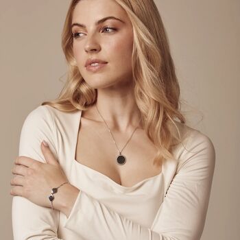 Family Name Bracelet, Sterling Silver Two Organic Pebbles, 3 of 5