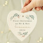 Personalised 'First Christmas As Mr And Mrs' Hanging Heart Decoration, thumbnail 1 of 4