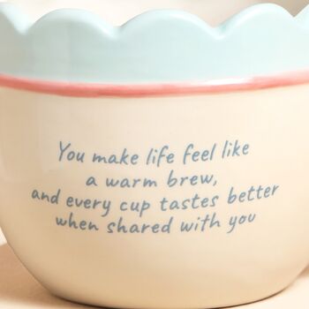 Cream Ceramic Scallop Edge Bow Nana Mug, 3 of 3