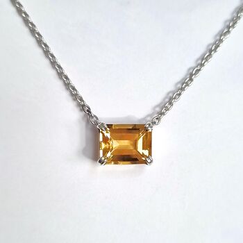 Citrine Necklace In Sterling Silver And Gold Vermeil, 5 of 9