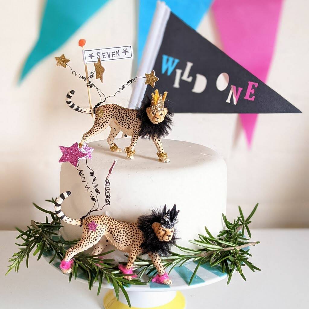 Personalised Cheetah Party Animal Cake Toppers, 1 of 10