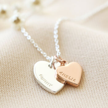 Personalised Double Heart Charm Necklace, 7 of 12