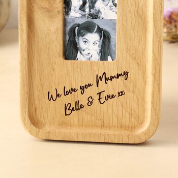 Solid Oak Photobooth Frame With Personalisation And Photo Strip Print Option, 4 of 11