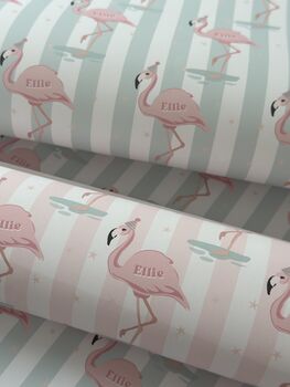 Personalised Pink Flamingo Wrapping Paper, 5 of 6