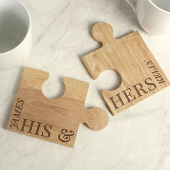 His And Hers Personalised Wooden Coasters, 2 of 3