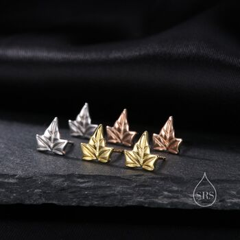Sterling Silver Ivy Leaf Stud Earrings, 4 of 12