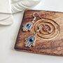Hamsa Protection Evil Eye Fatima Hand Charm Drop Earrings, thumbnail 3 of 3