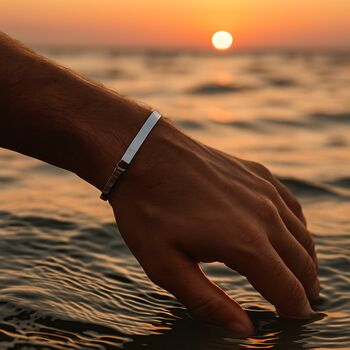 Men's Minimalist Polished Titanium Cuff Bangle, 8 of 10