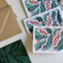 Luxury Linocut Candy Stripes And Holly Christmas Cards Set Of Four, thumbnail 12 of 12