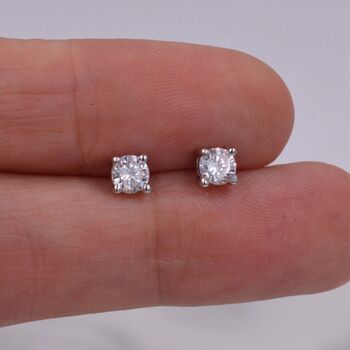 Sterling Silver Extra Small Cz Stud Earrings, 6 of 12