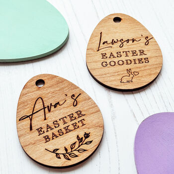 Easter Basket Personalised Wooden Label, 4 of 4